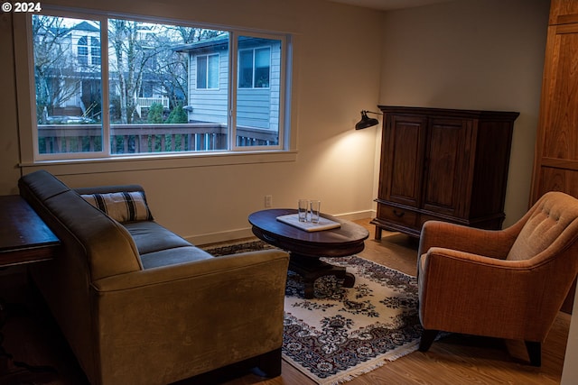 sitting room featuring light wood-type flooring