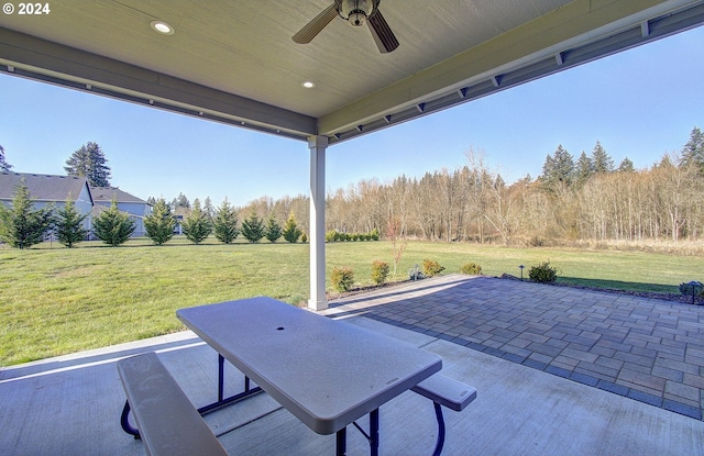 view of patio with ceiling fan