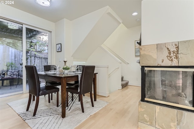 dining room with light hardwood / wood-style floors