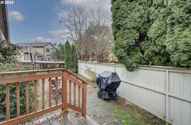 deck featuring grilling area