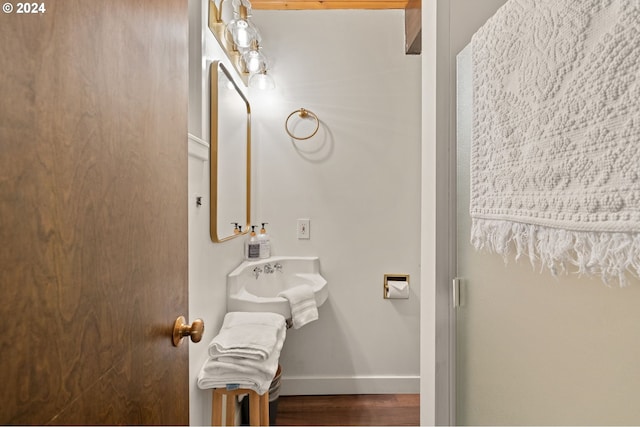 bathroom featuring hardwood / wood-style floors