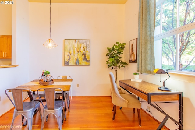 dining space featuring light hardwood / wood-style floors