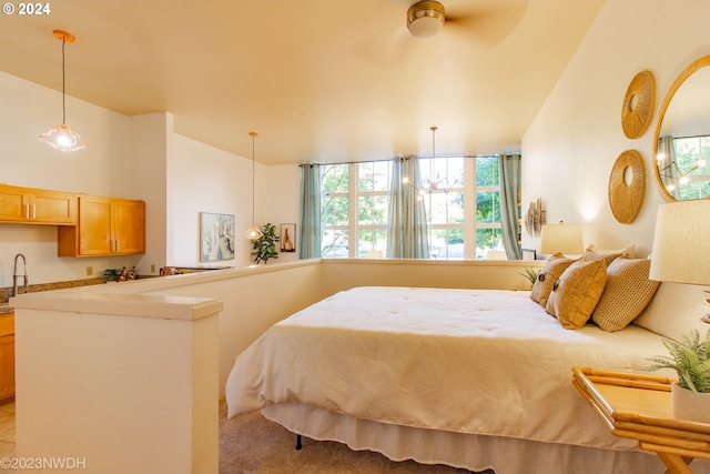 bedroom with multiple windows