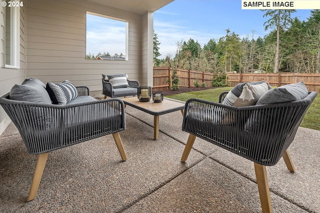 view of patio / terrace featuring an outdoor hangout area