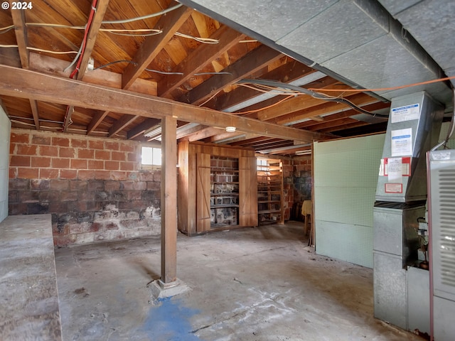 basement with heating unit