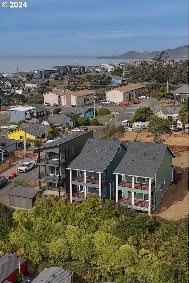 aerial view featuring a residential view and a mountain view