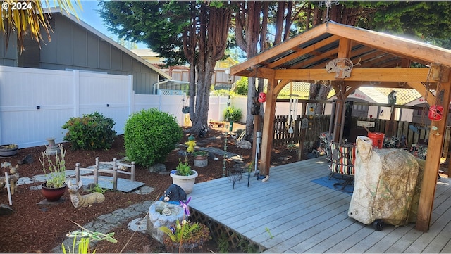 deck featuring a gazebo