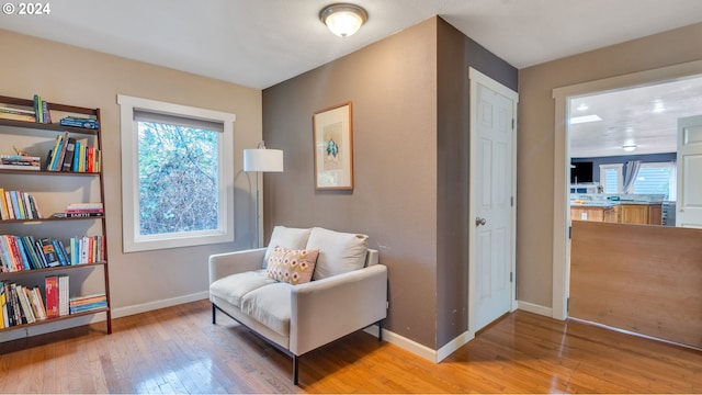 living area featuring light wood-type flooring