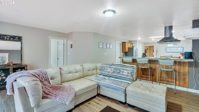 living room featuring light wood-type flooring