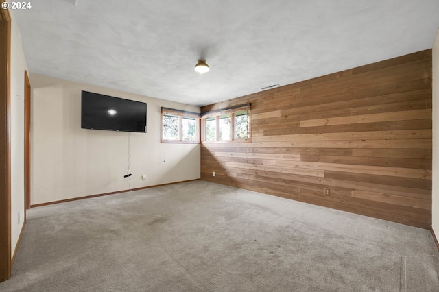 interior space featuring wooden walls