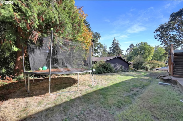 view of yard featuring a trampoline