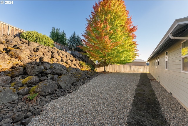 view of yard featuring a fenced backyard