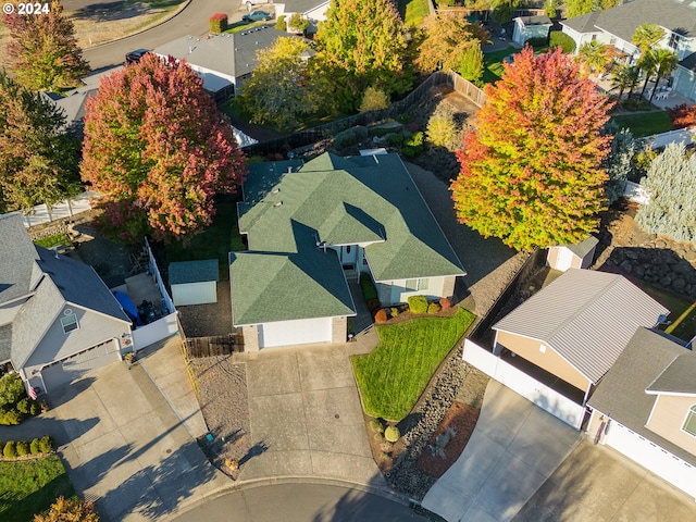 drone / aerial view with a residential view