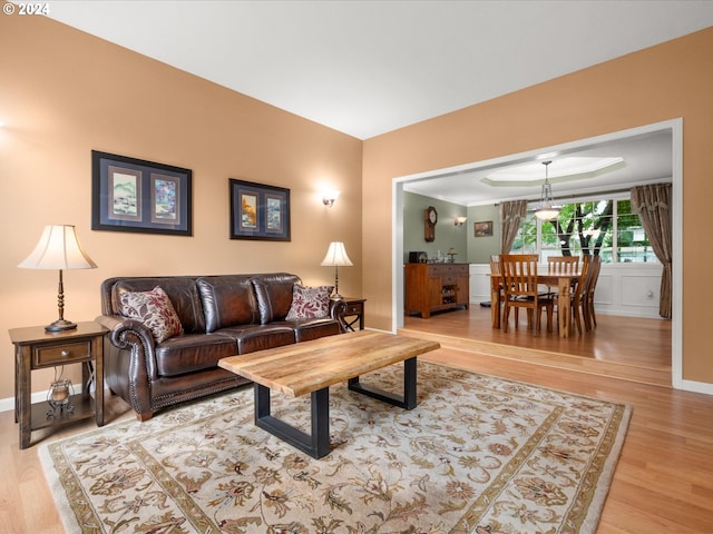 living room with hardwood / wood-style floors