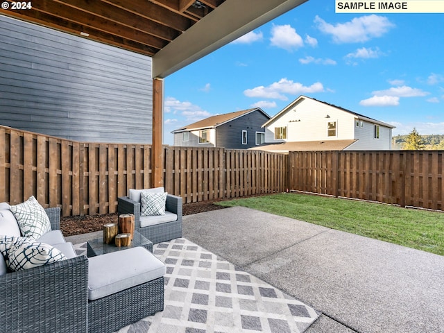 view of patio with an outdoor living space