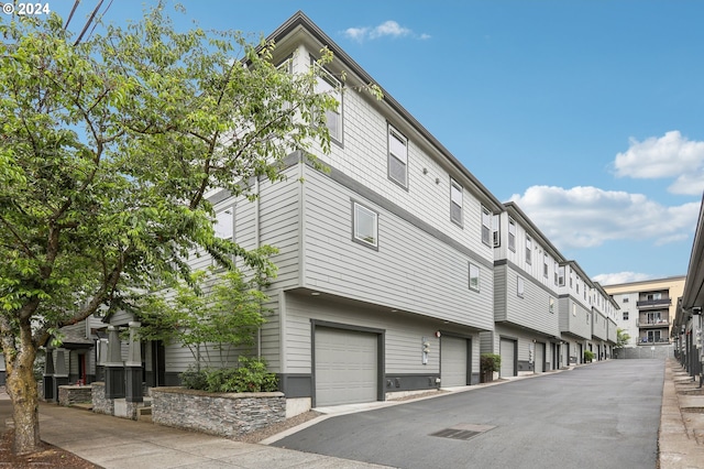 exterior space featuring a garage