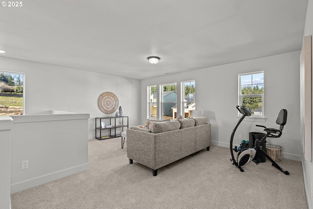 living room with light carpet