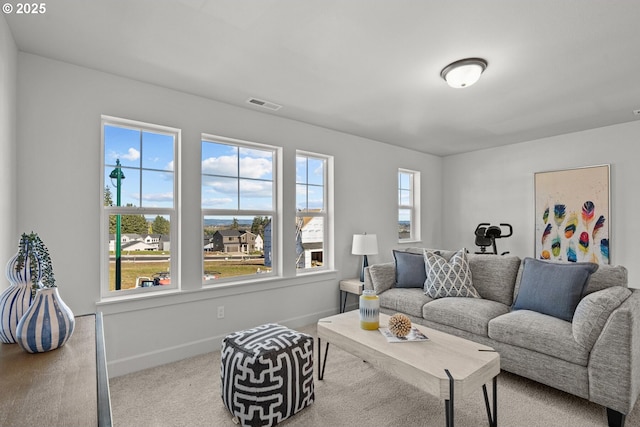 living room with carpet