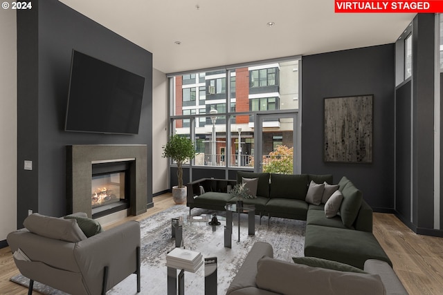 living room featuring light hardwood / wood-style flooring