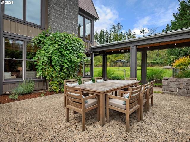 view of patio featuring a gazebo