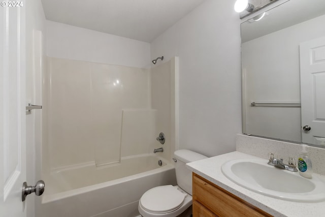 full bathroom featuring vanity, toilet, and tub / shower combination