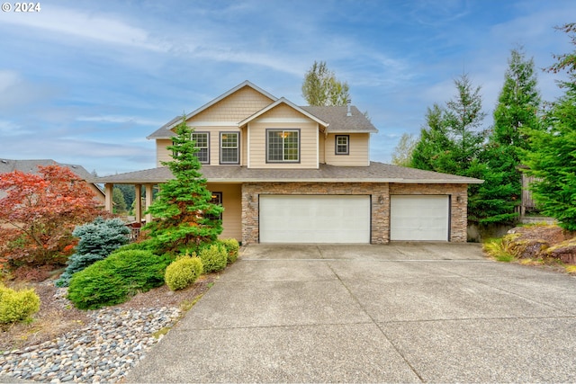 view of front of property with a garage