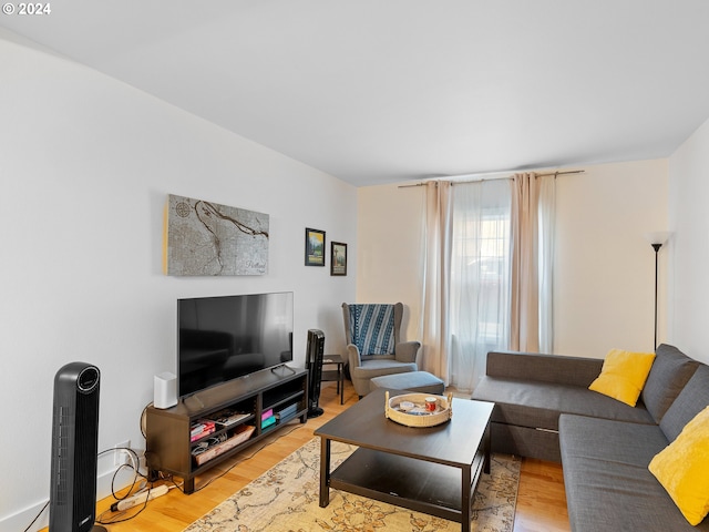 living room with light hardwood / wood-style floors