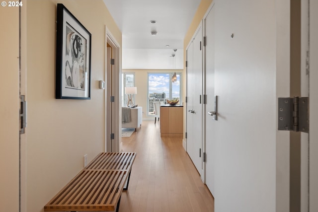 corridor featuring light hardwood / wood-style floors