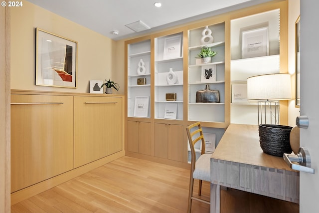 home office featuring light hardwood / wood-style flooring