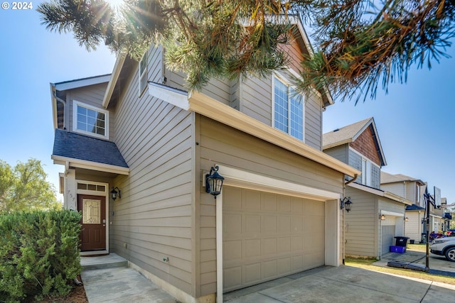 view of front of home with a garage