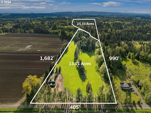 aerial view featuring a rural view