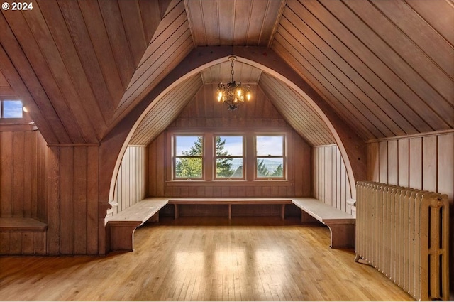 1816 SW Hawthorne Ter, Portland, OR 97201 - bonus room with a chandelier, radiator, a relaxing sauna, vaulted ceiling, and wood-type flooring