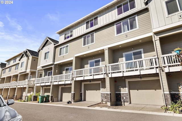 view of building exterior featuring a garage