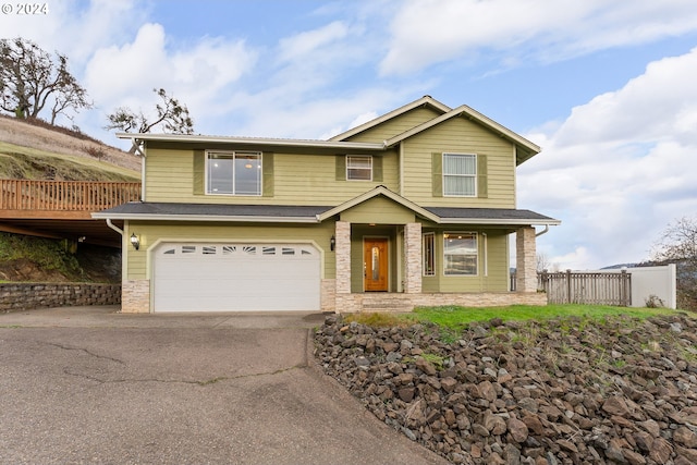 view of front of house with a garage