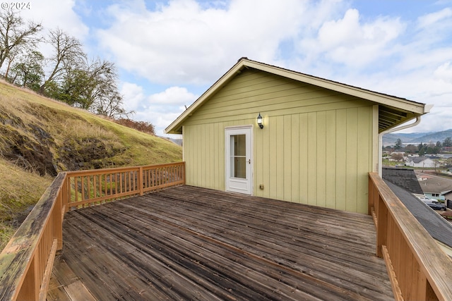 deck with a mountain view