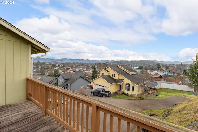 deck featuring a mountain view