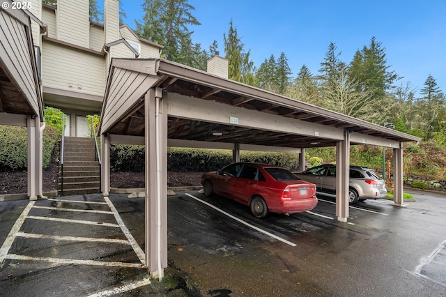 view of car parking featuring a carport