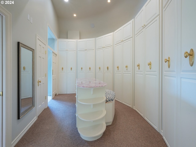 hallway with carpet flooring and recessed lighting