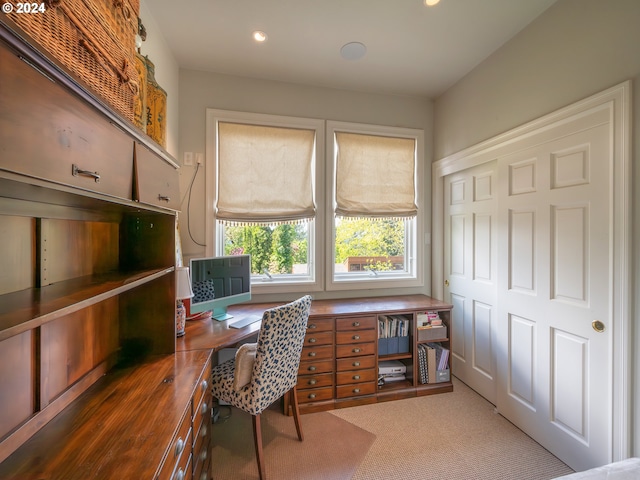 office area featuring carpet flooring