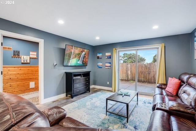 living room with wood-type flooring