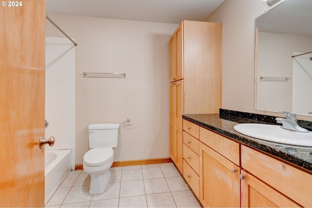 full bathroom with vanity, tile patterned floors, toilet, and shower / bath combination