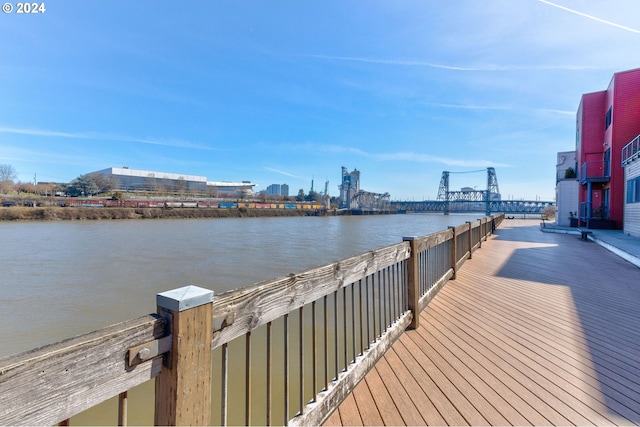 dock area featuring a water view