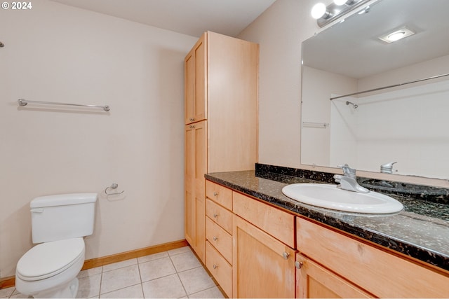 bathroom with tile patterned flooring, vanity, and toilet