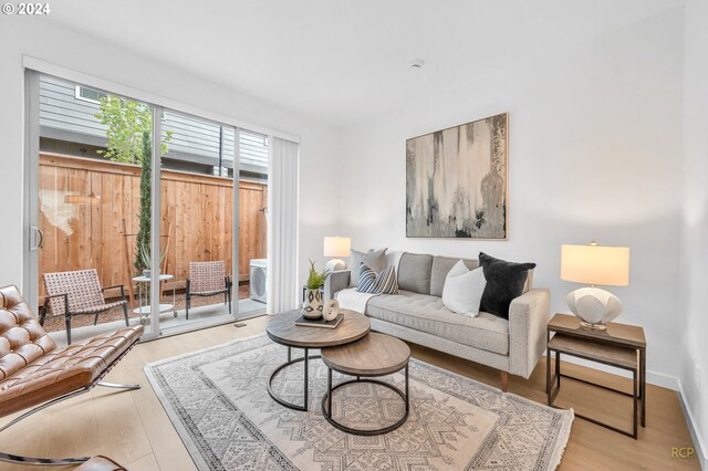 living room featuring light hardwood / wood-style flooring