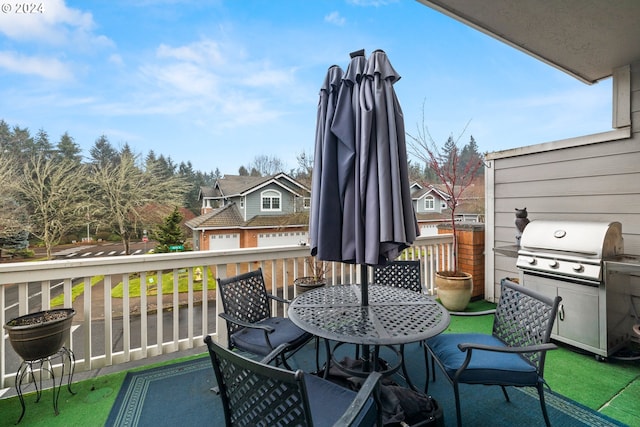 view of patio featuring a grill