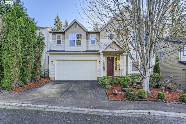 view of front of home with a garage