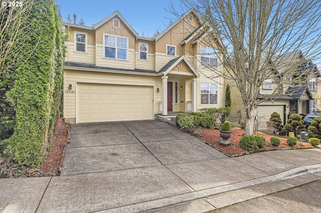 traditional home featuring driveway and a garage