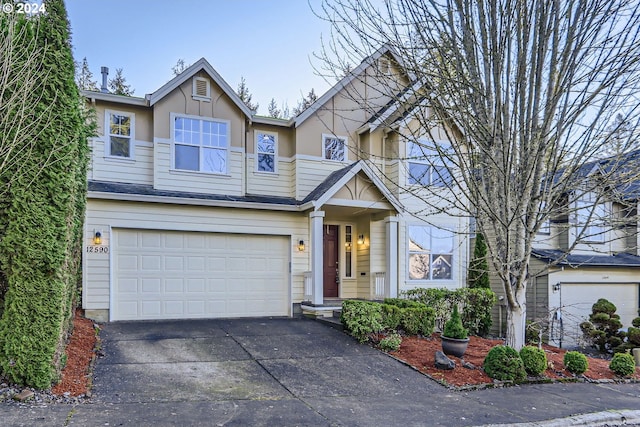 view of front of property with a garage