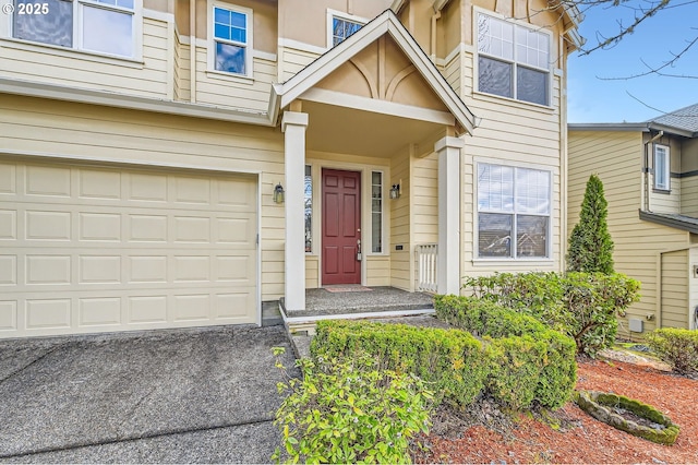 property entrance featuring a garage