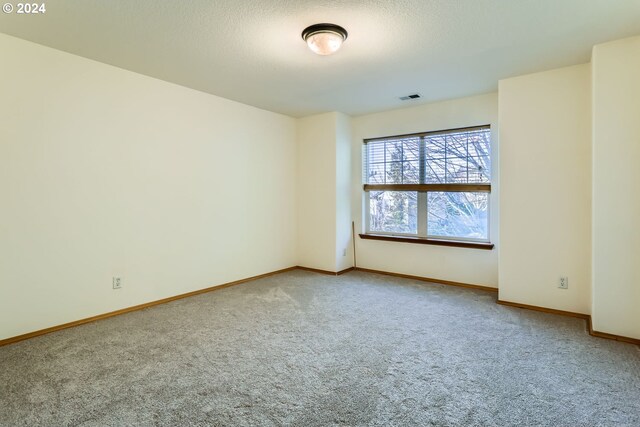 unfurnished room featuring carpet flooring and a textured ceiling